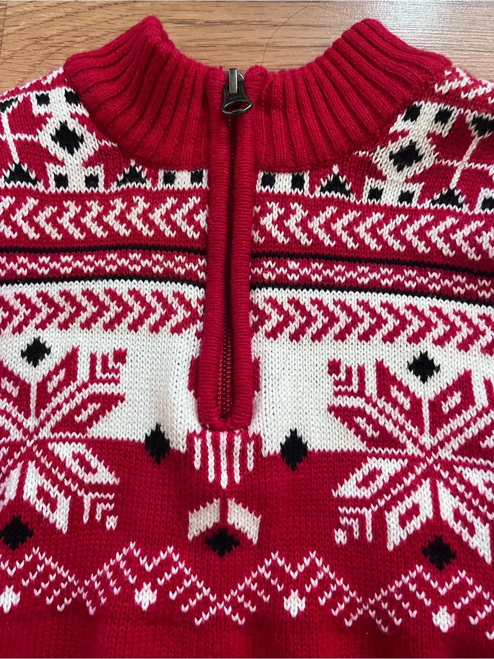 Hanna Andersson Red Nordic Half-Zip Sweater